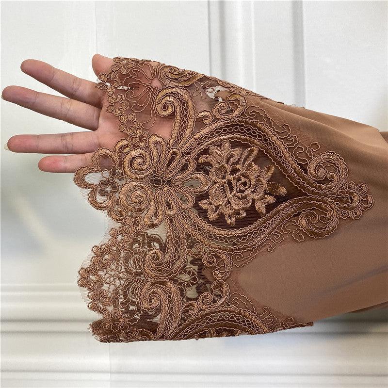 Floral Lace Zip Abaya (MA060)
