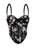 Floral Embroidery Boning Corset Bra Sexy Sling Vest Summer Outer Wear Slim Shaping Tube Top