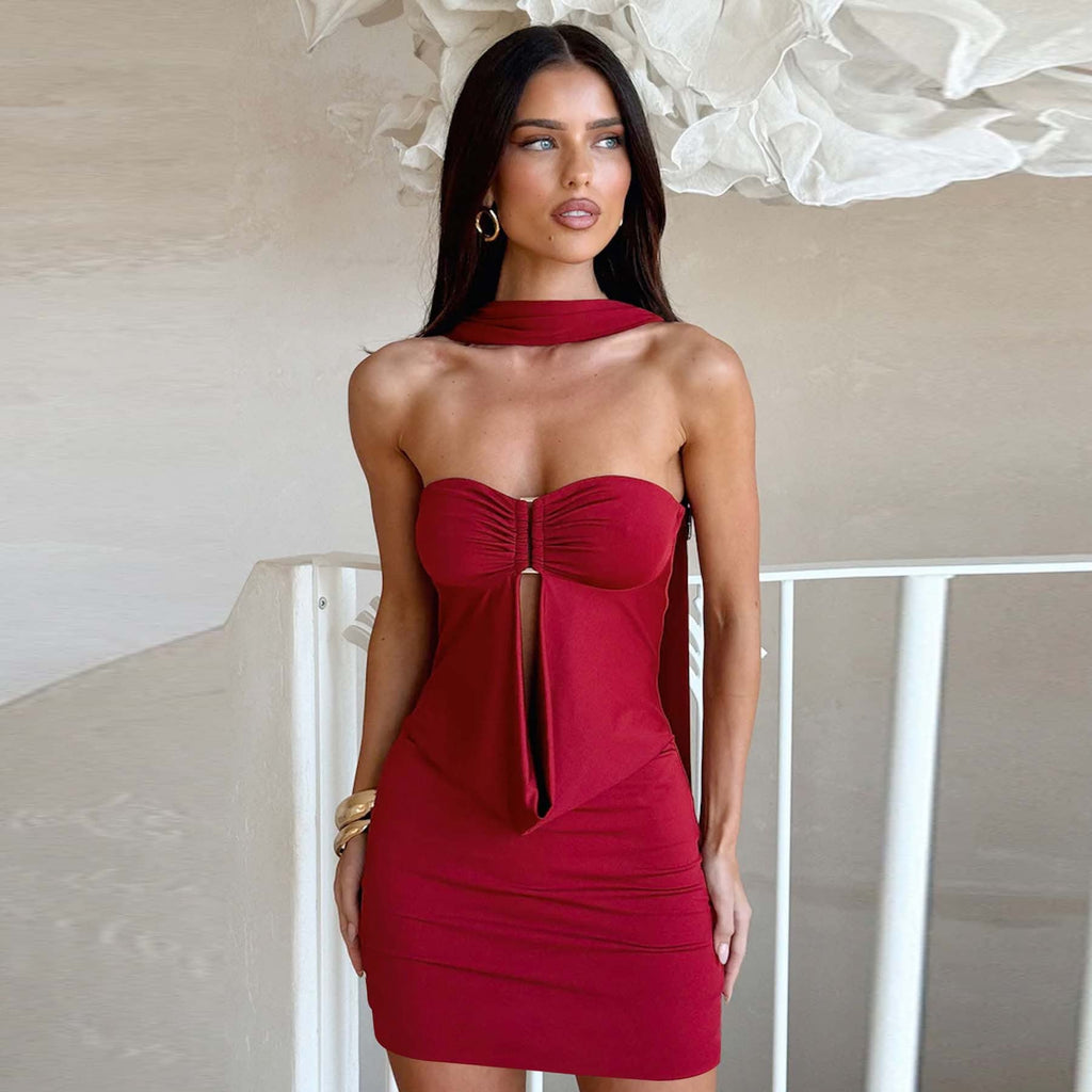 Halter Women Dress Sexy Adult Lady like Woman Elegant High Grade Nightclub Sheath Dress