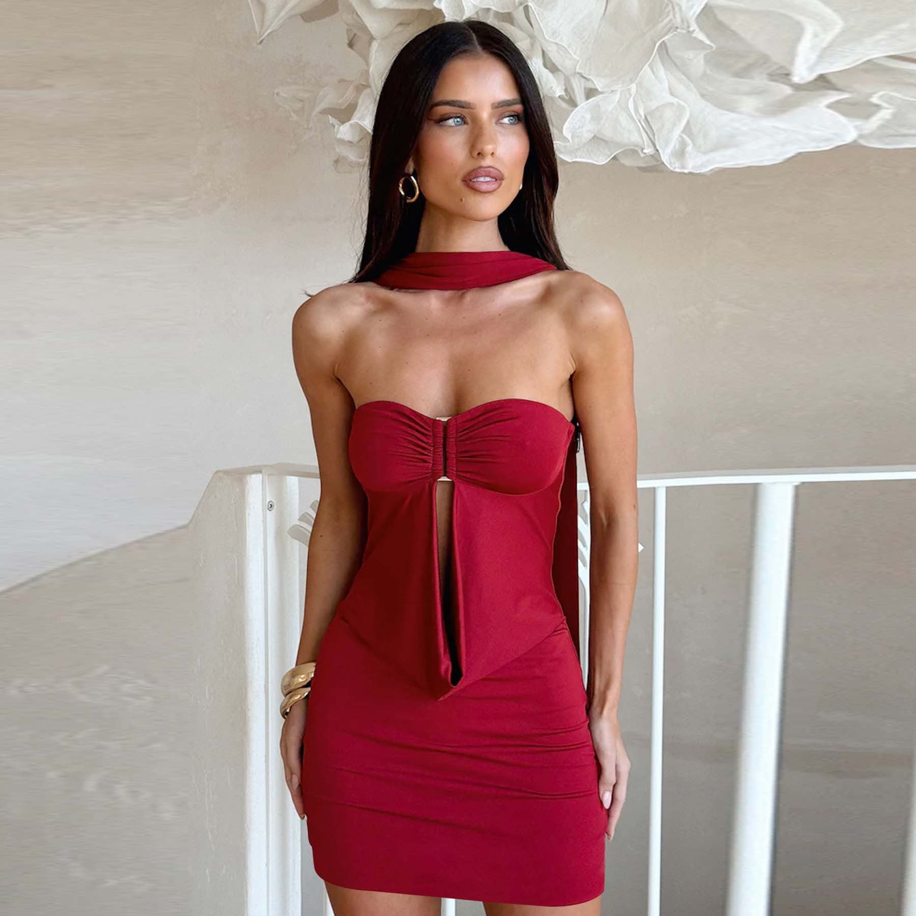 Halter Women Dress Sexy Adult Lady like Woman Elegant High Grade Nightclub Sheath Dress