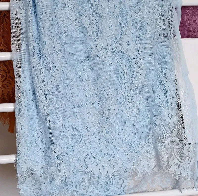 3Meters/lot Off White French Chantilly Lace Fabric , Eyelash Embroidery Lace Craft Bridal Veil Lace Accessory 150cm Width