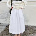 White Cotton Linen A line Skirt Loose High Waist Skirt Autumn Winter Long Skirt