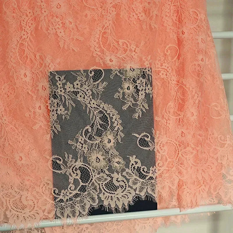 3Meters/lot Off White French Chantilly Lace Fabric , Eyelash Embroidery Lace Craft Bridal Veil Lace Accessory 150cm Width