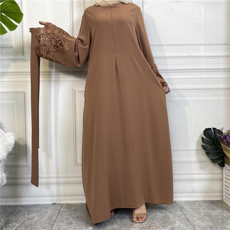 Floral Lace Zip Abaya (MA060)