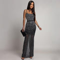 Rhinestone Sexy Suspenders Dress Party Long Dress Women