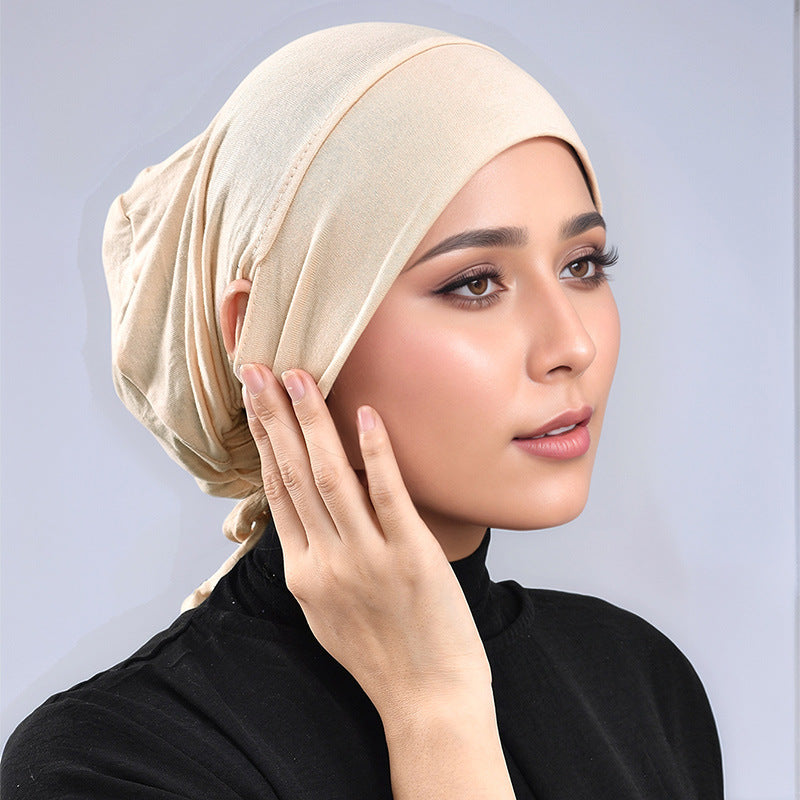Mercerized Cotton Tie-Back Under Cap with Ear Openings(MH204)