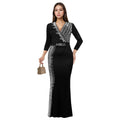 Women Wear Elegant Rhinestone Half Sleeve V neck Dress