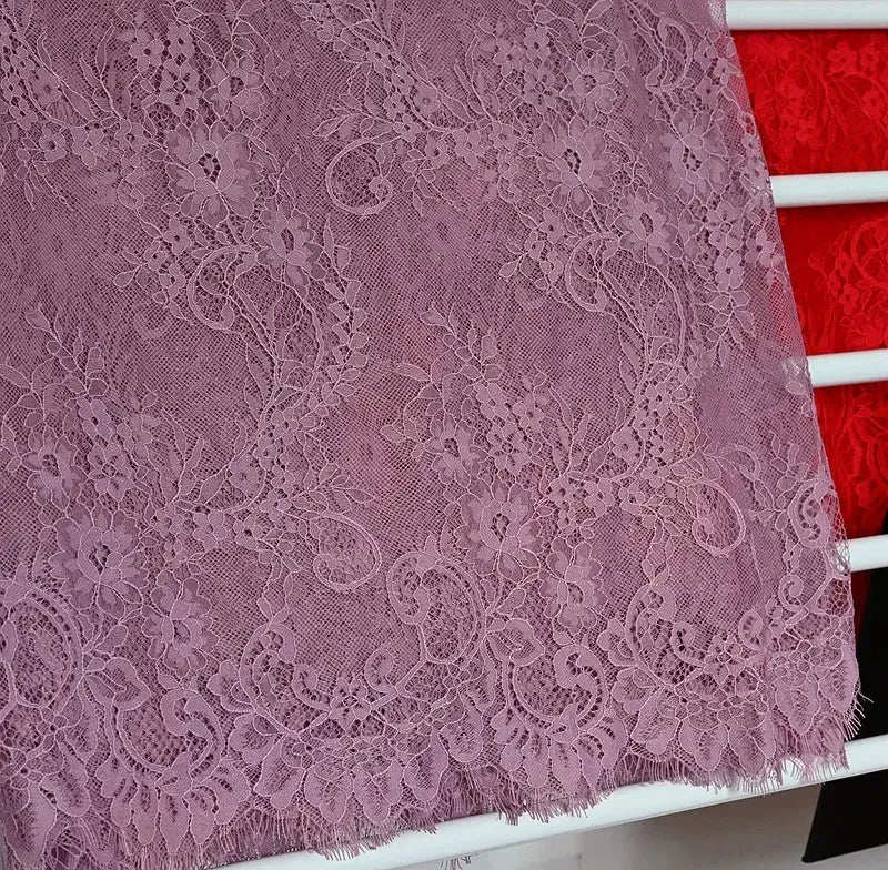 3Meters/lot Off White French Chantilly Lace Fabric , Eyelash Embroidery Lace Craft Bridal Veil Lace Accessory 150cm Width