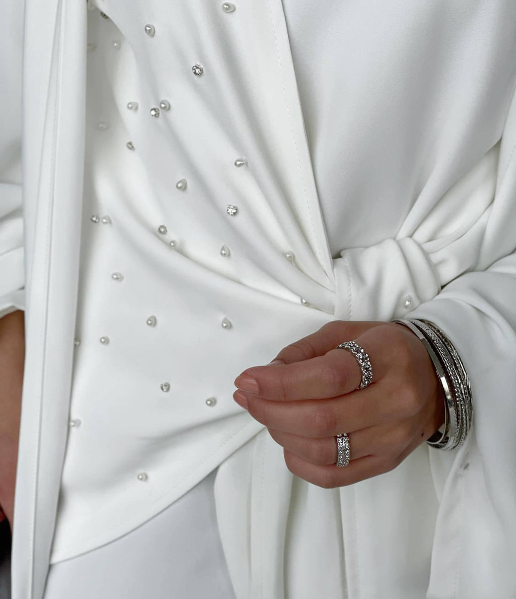 Solid Color Pearl Splice Abaya (MOA031)