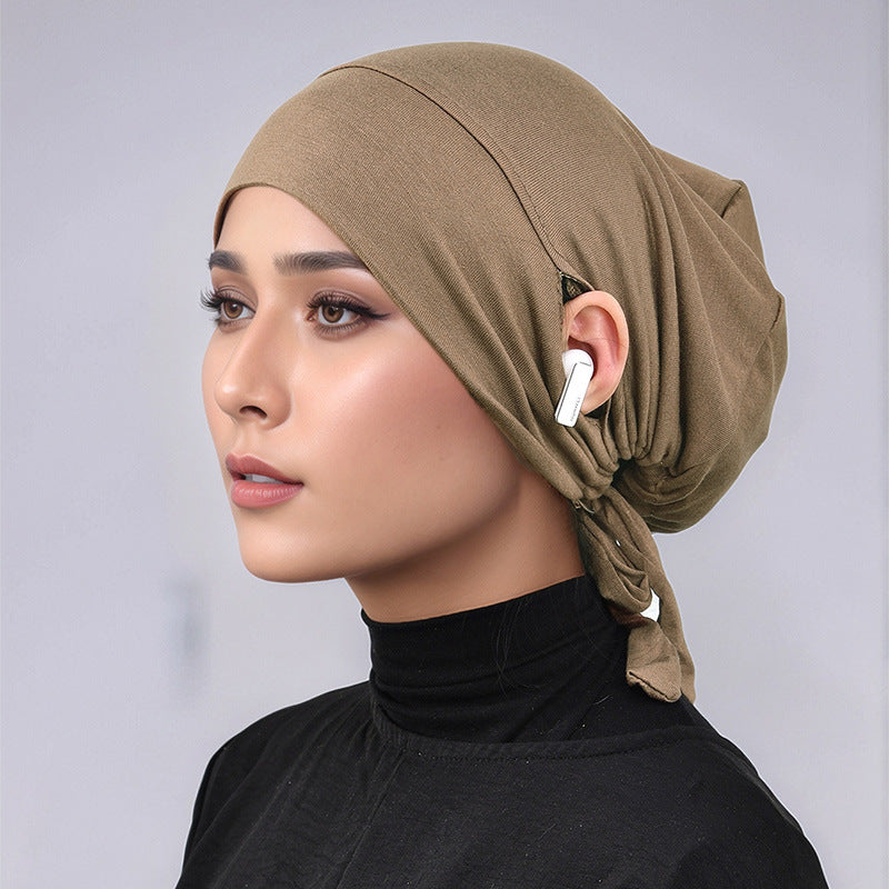 Mercerized Cotton Tie-Back Under Cap with Ear Openings(MH204)