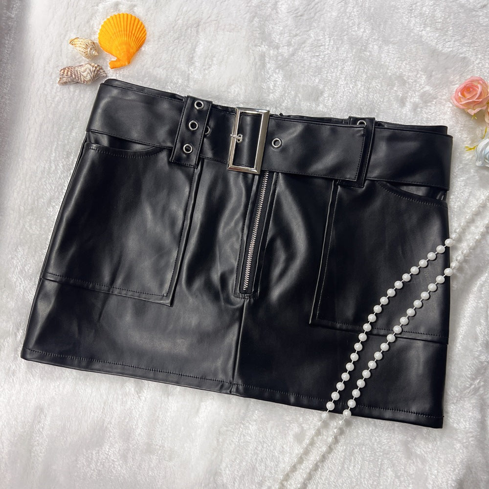 Women Clothing Hip Skirt Same Sexy Vintage Club Sexy Low Waist Faux Leather Skirt