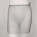 Women Clothing Sexy Fishnet Rhinestone Skirt Sweet Spicy Mini Skirt Rhinestone Miniskirt Women