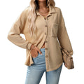 Women Autumn Winter Loose Waffle Casual Office All Matching Shirt