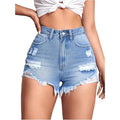 Classic Retro Plain Color Women Stretch Tight High Elastic Cropped Jeans Light Blue