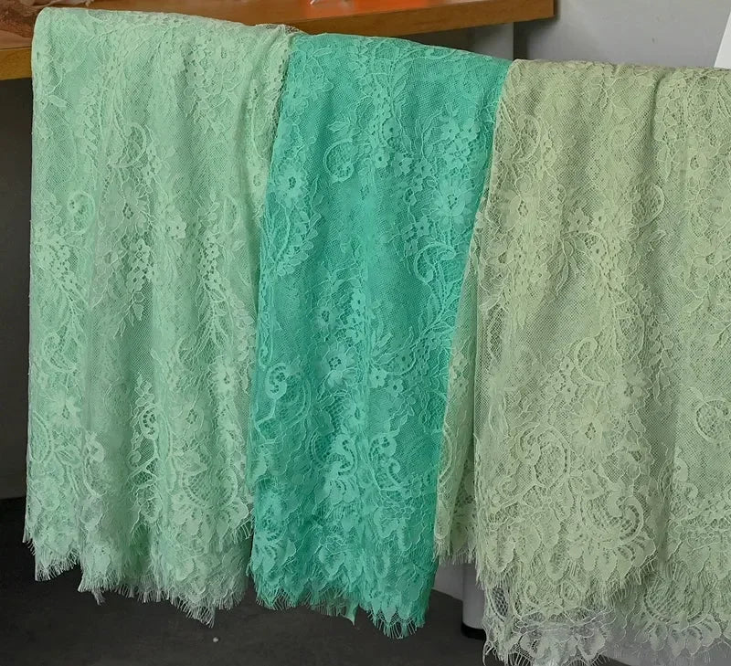 3Meters/lot Off White French Chantilly Lace Fabric , Eyelash Embroidery Lace Craft Bridal Veil Lace Accessory 150cm Width