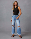 Ripped Tassel Washed Wide Leg Women Jeans