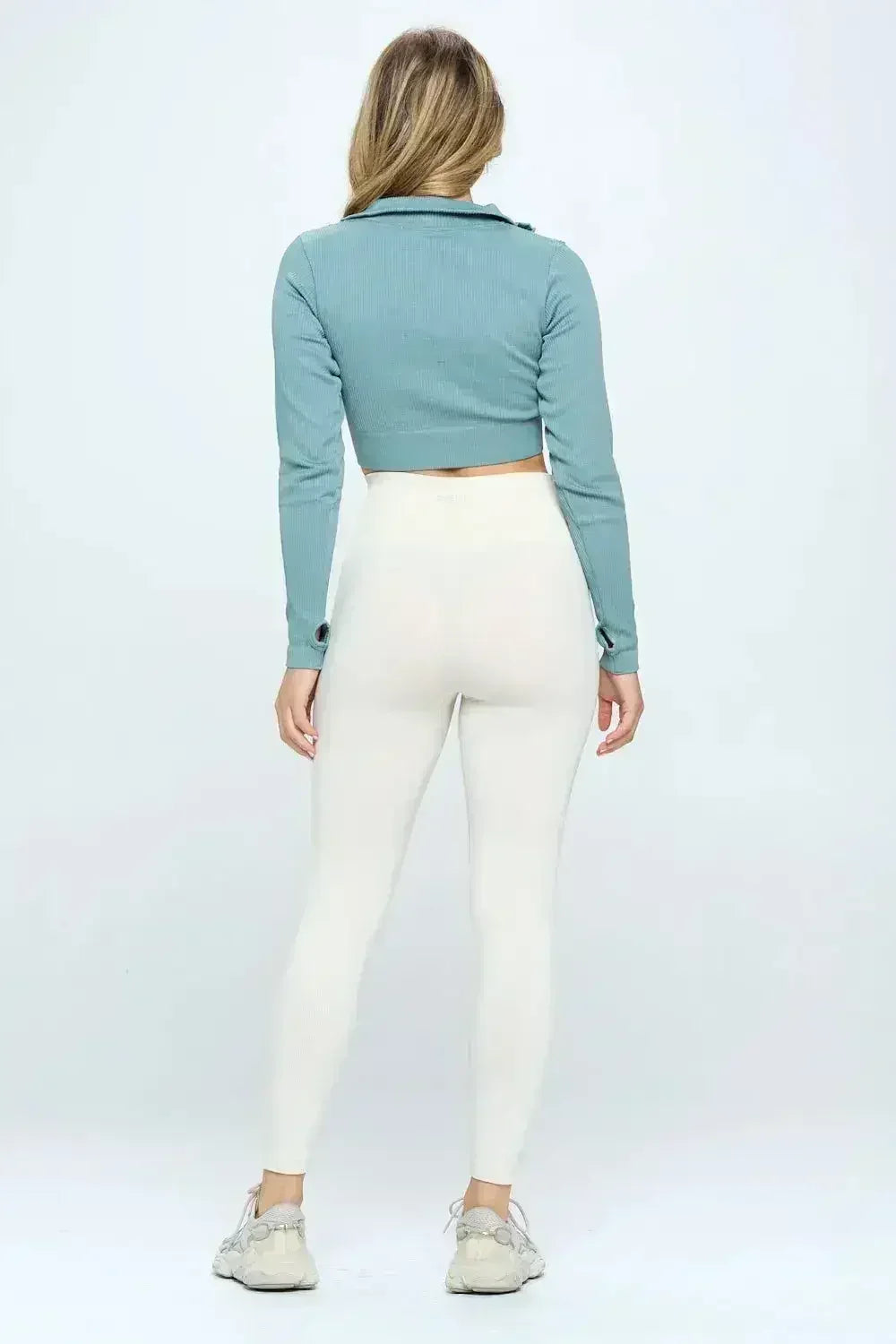 Seamless Half Zip Thumb Holes Crop Top | Stylish & Functional