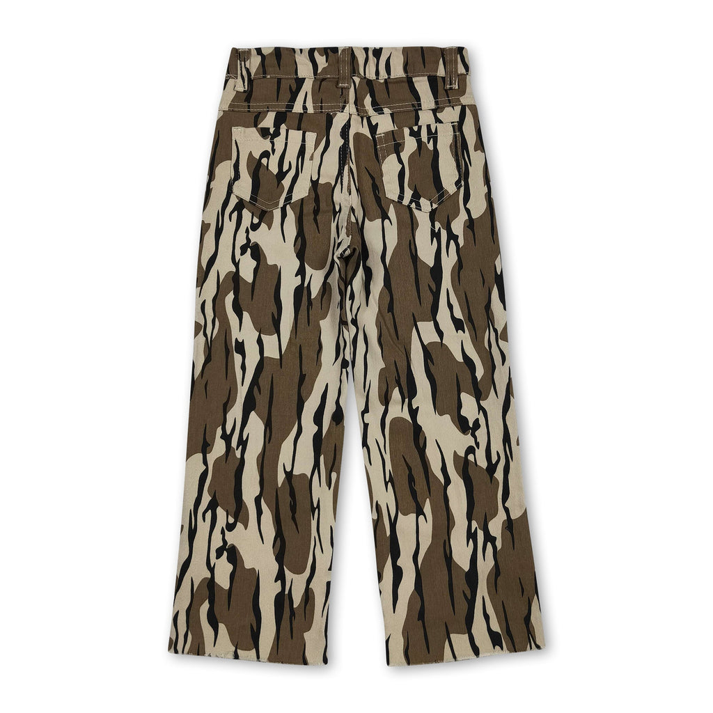 Olive camo denim pants hole kids boys jeans