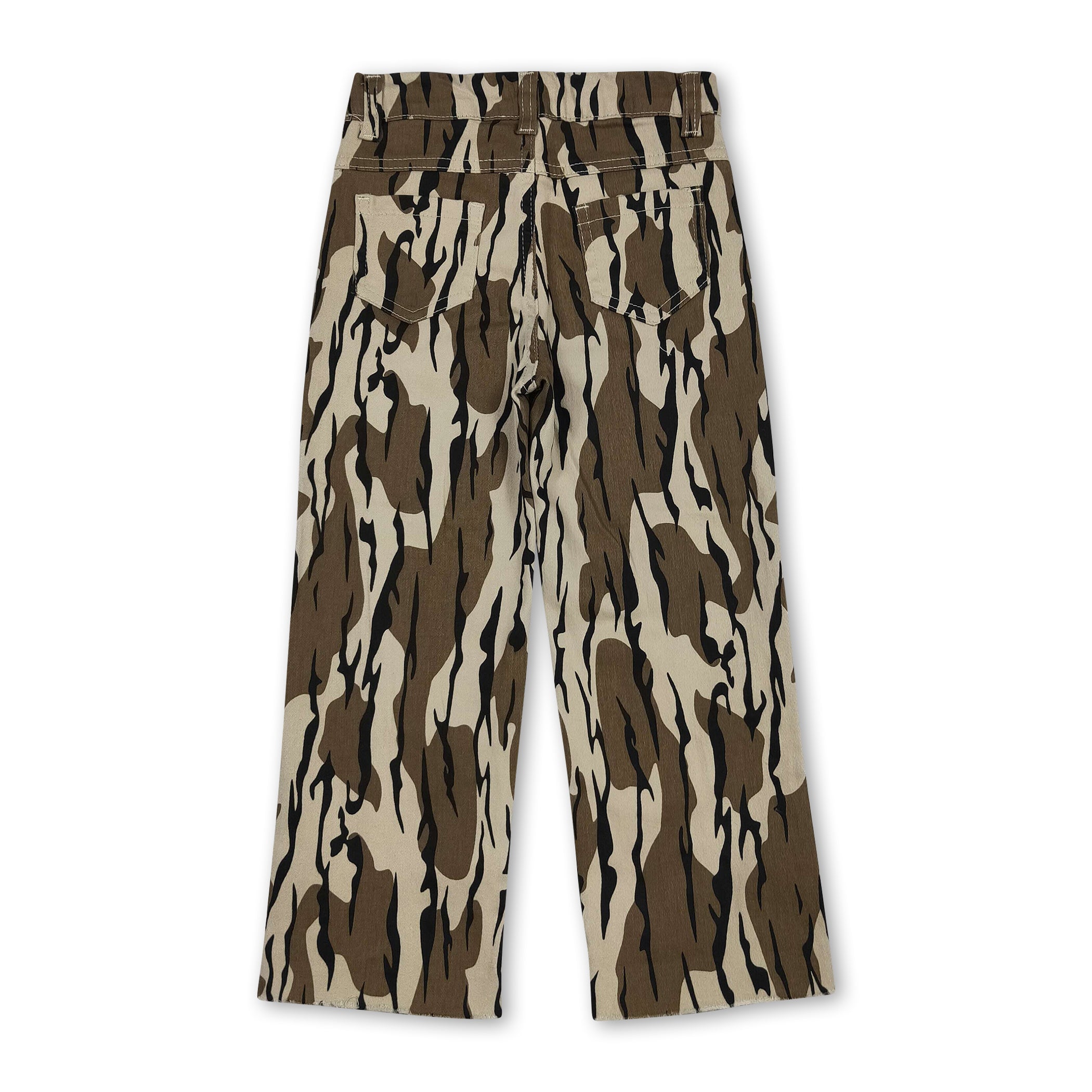 Olive camo denim pants hole kids boys jeans