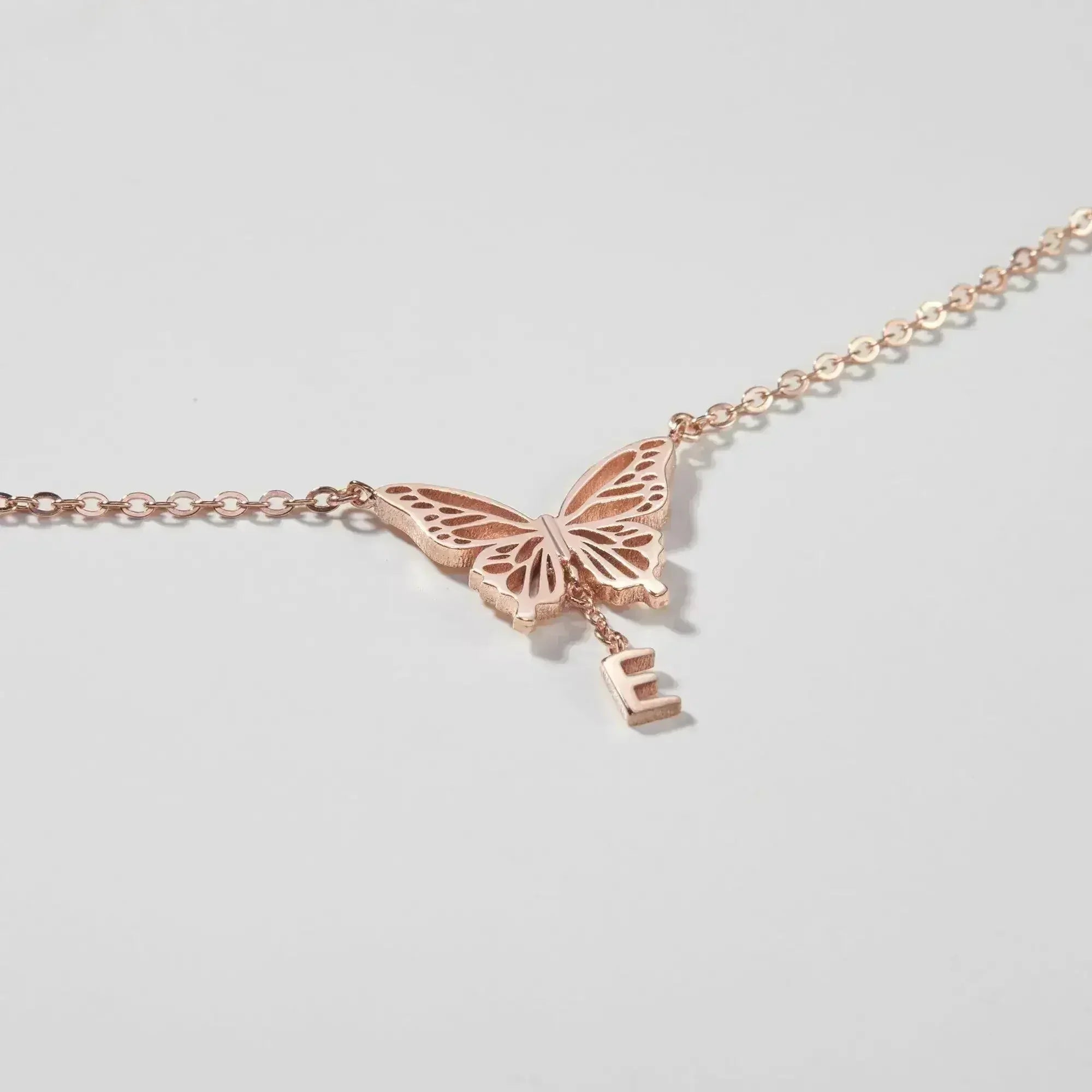 Custom Letter Necklace, Initial Jewelry, Initial Butterfly Necklace