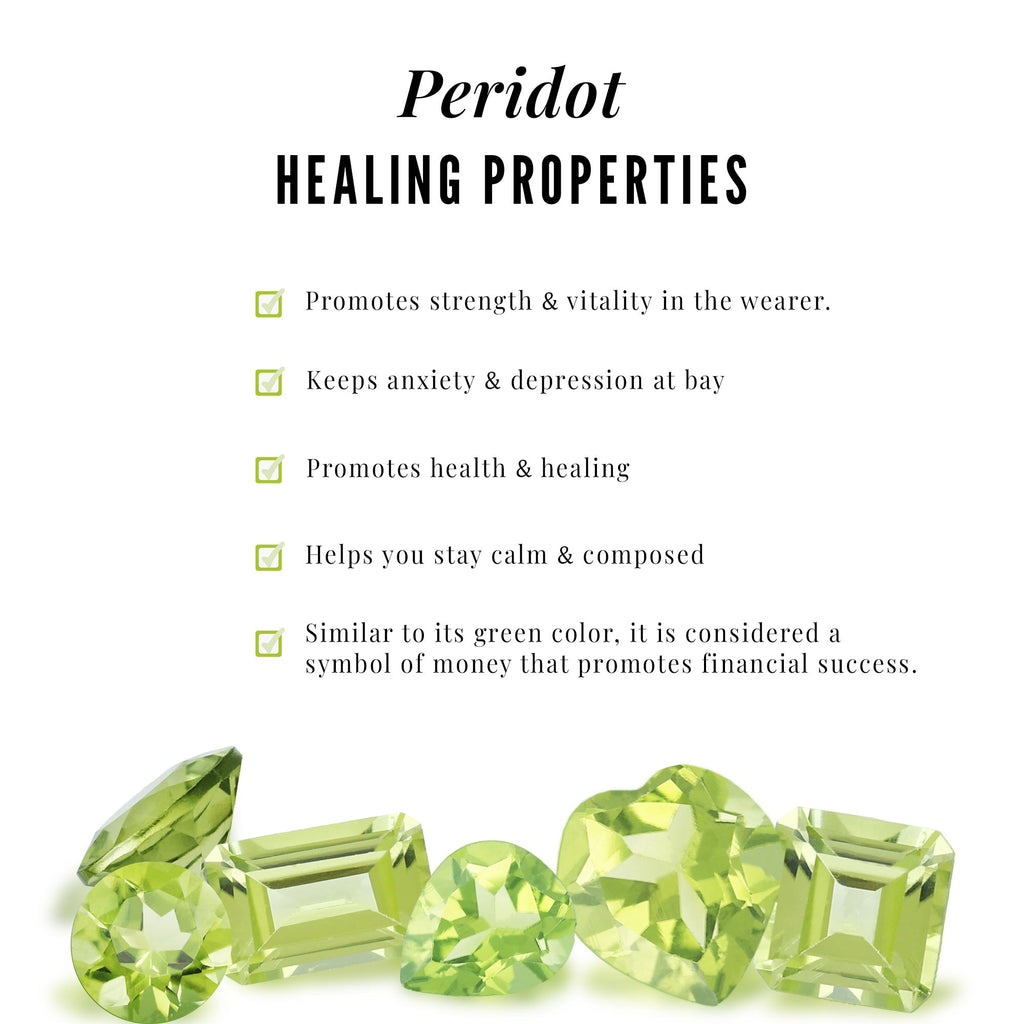 Natural 1 Carat Peridot Oval Wedding Engagement Ring Set with Diamond