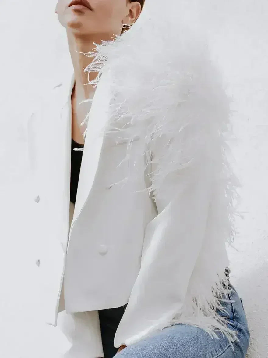 Lydia Ostrich Feather Blazer
