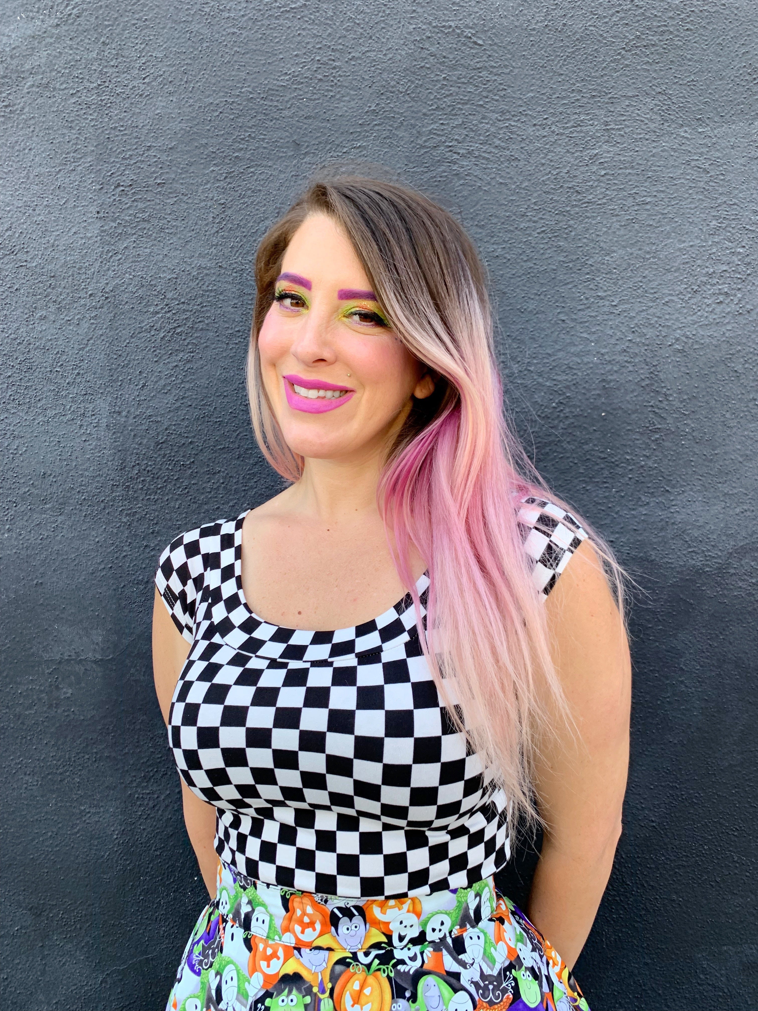 Boat Neck Top in Checkers - XS only