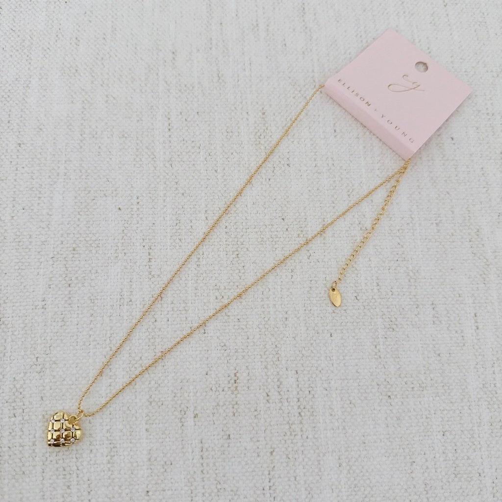 Quilted Luxe Heart Charm Necklace