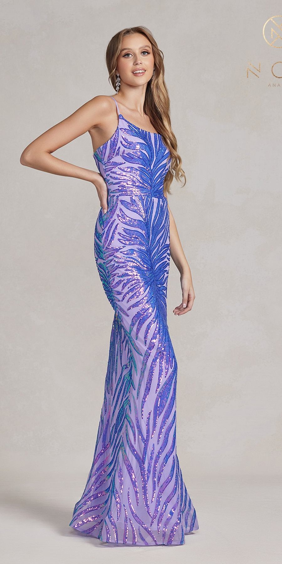 Nox Anabel R1204 Floor Length Fitted Sequin Gown