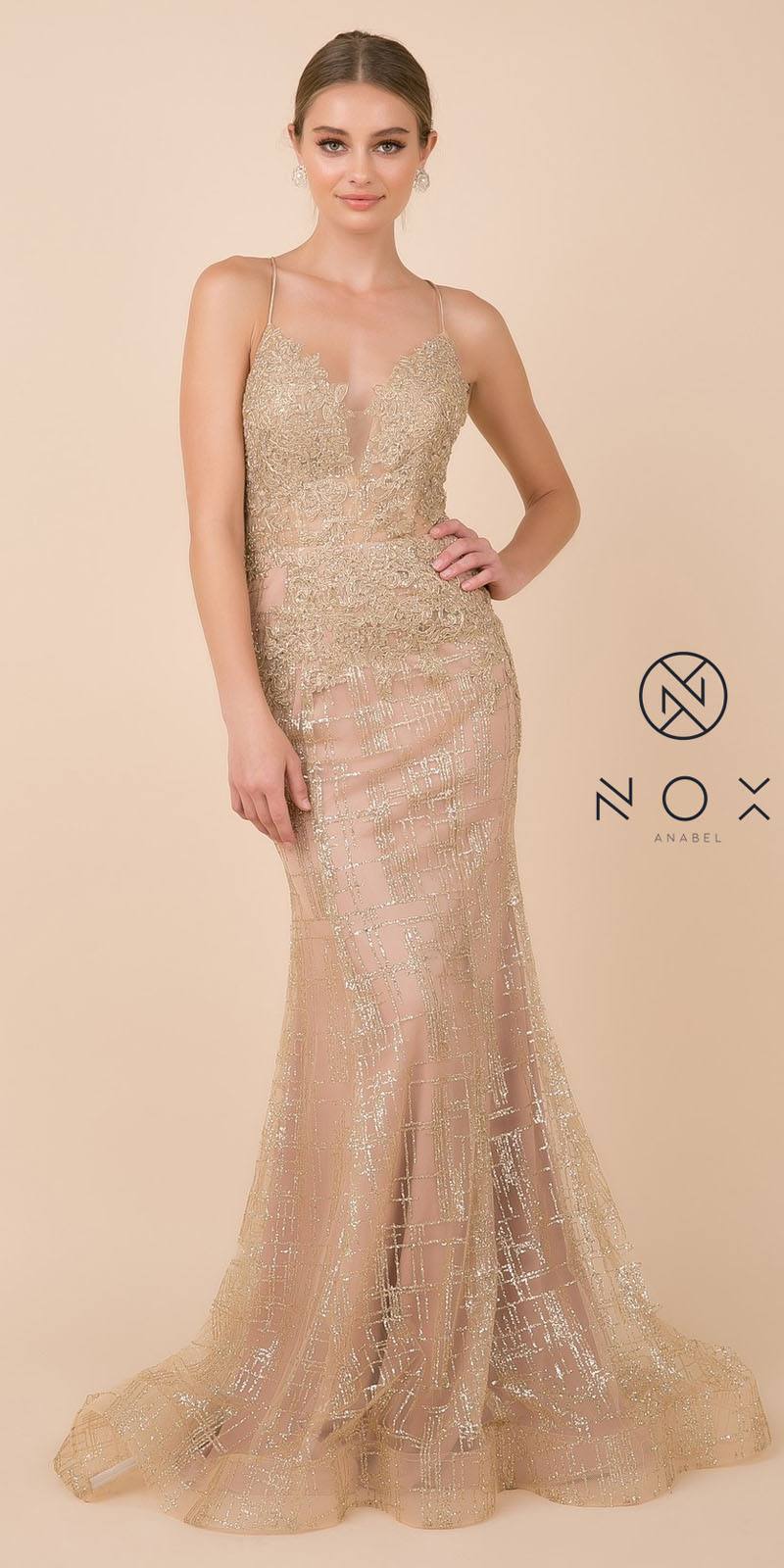 Nox Anabel R282-1 Mermaid Long Dress Corset Open-Back