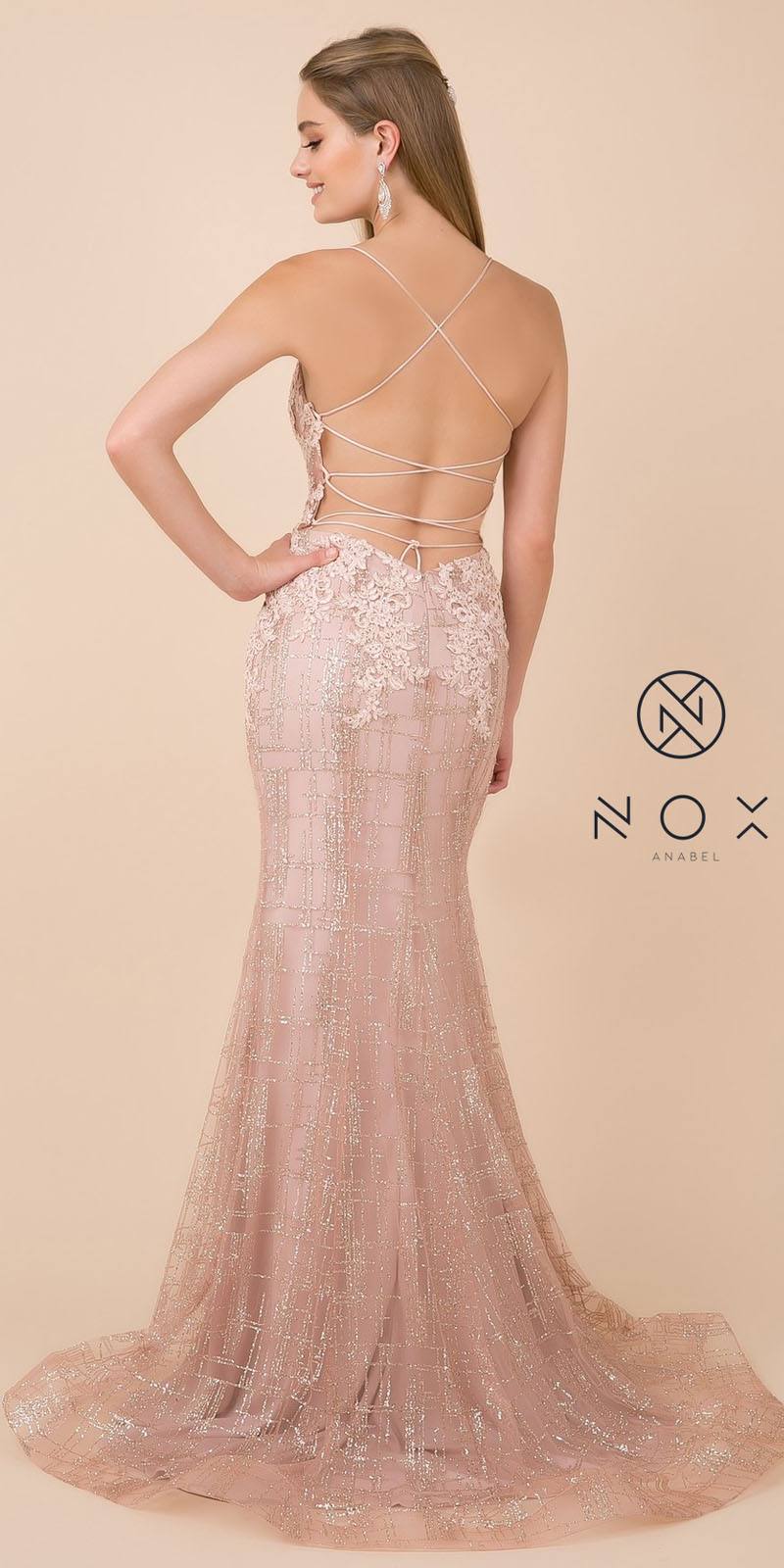 Nox Anabel R282-1 Mermaid Long Dress Corset Open-Back