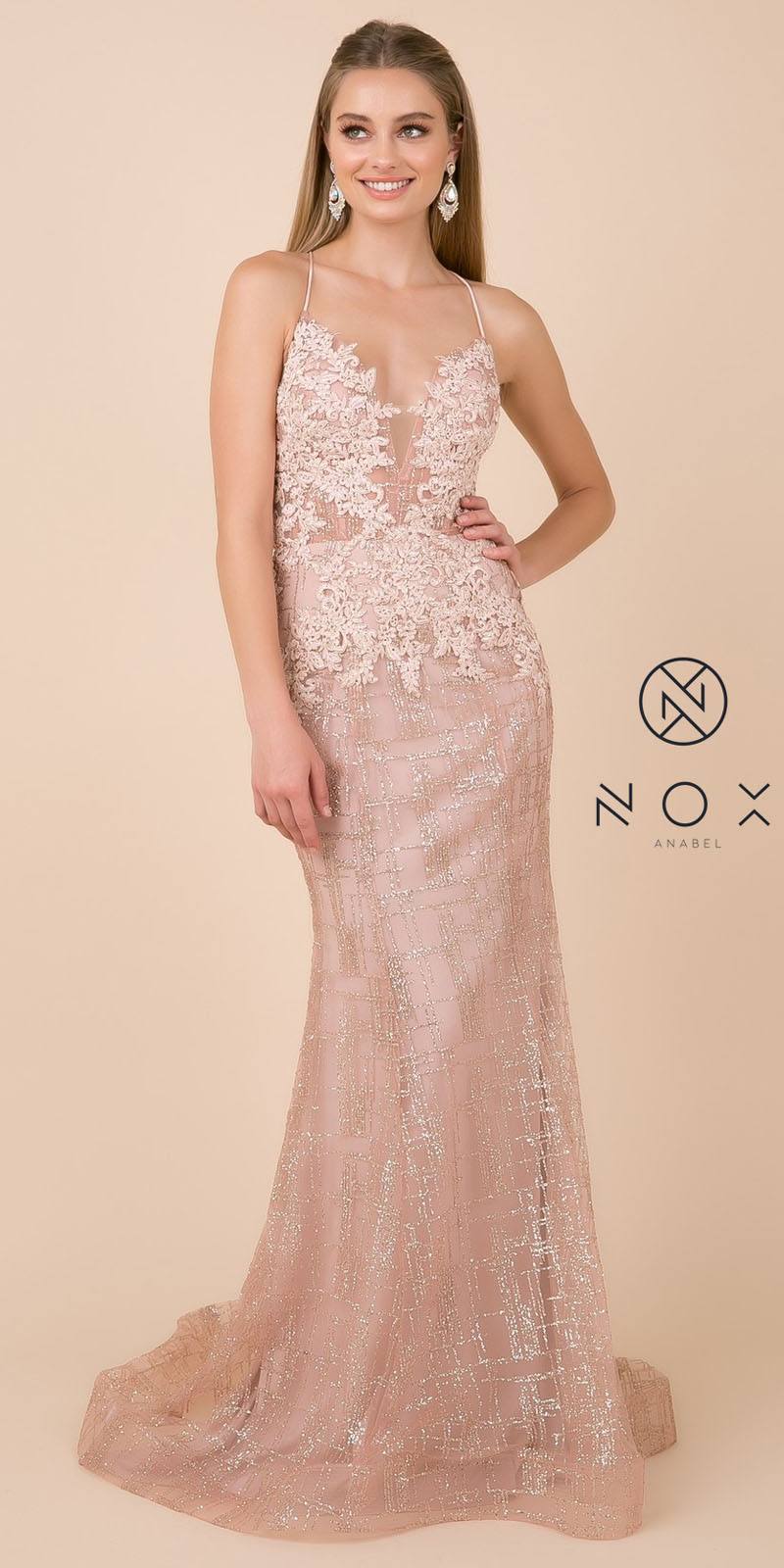 Nox Anabel R282-1 Mermaid Long Dress Corset Open-Back