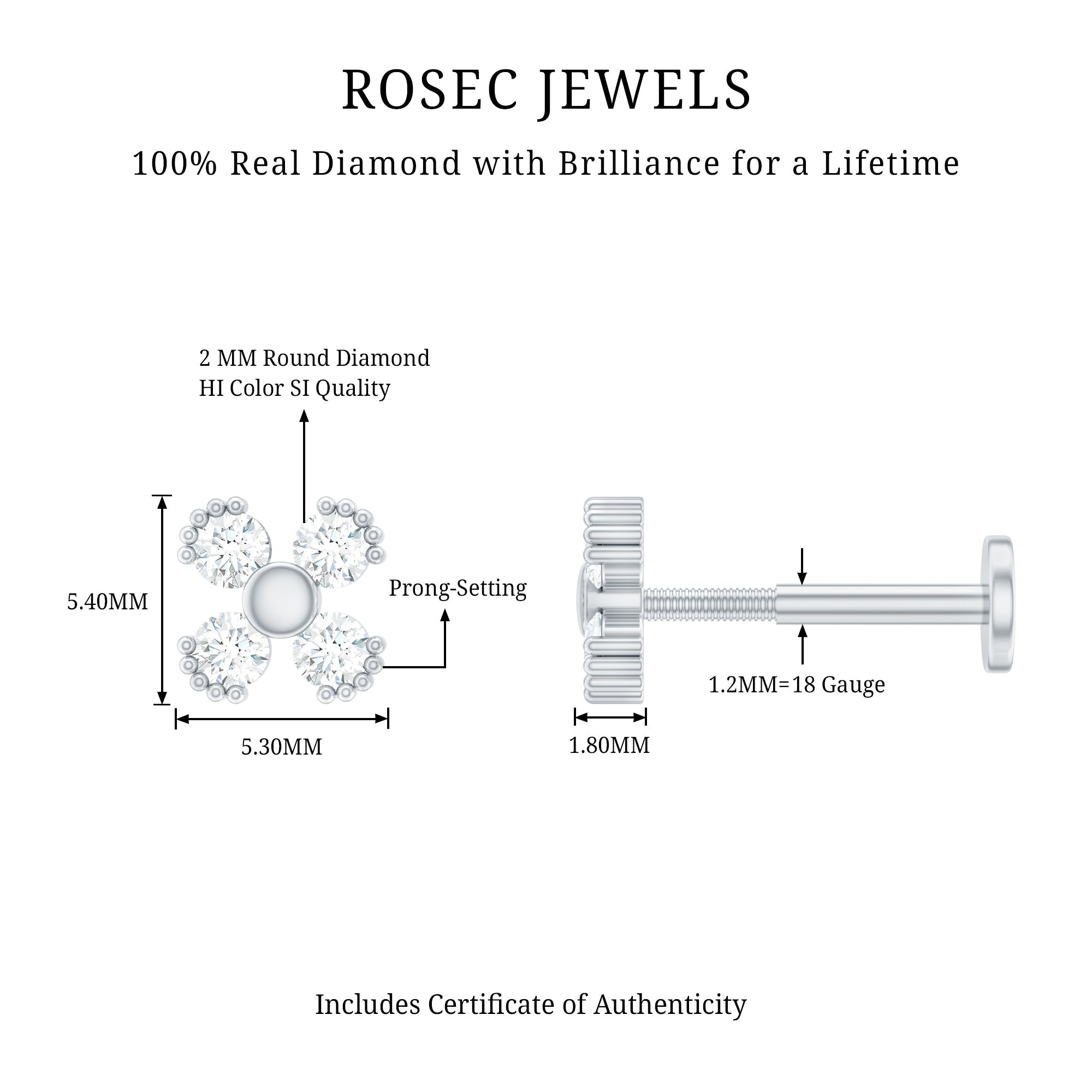 Round Diamond Minimal Helix Earring