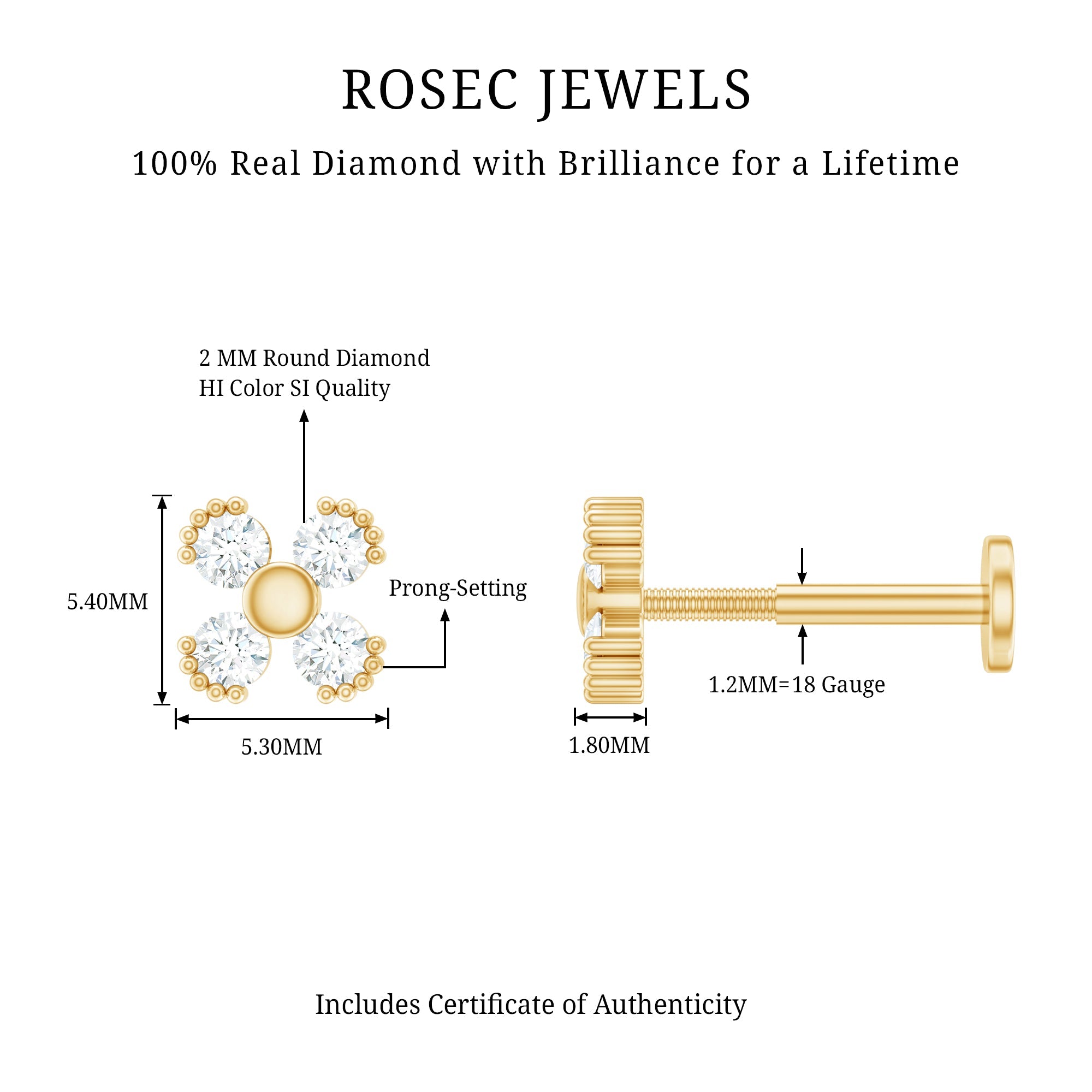 Round Diamond Minimal Helix Earring