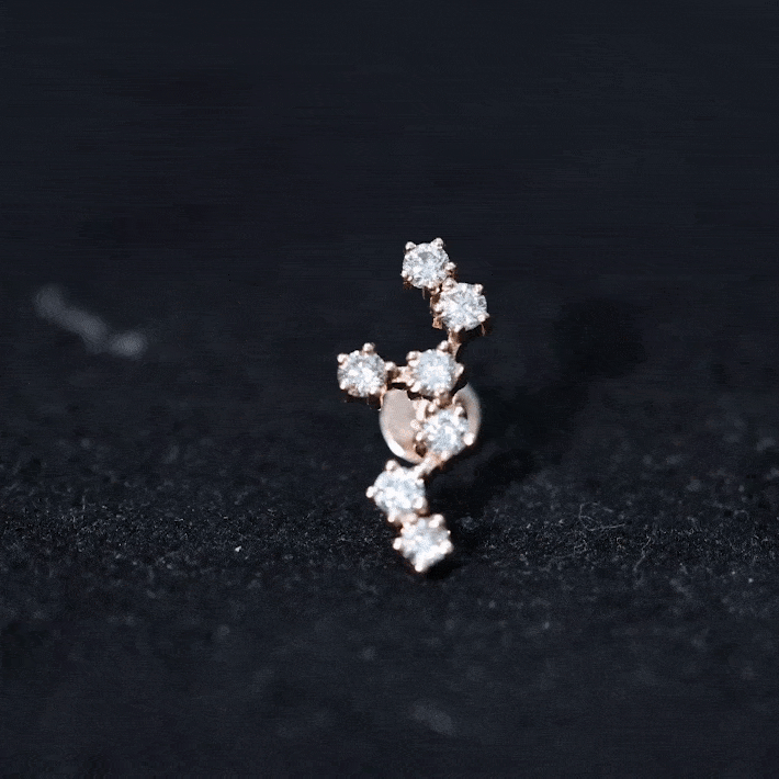 Diamond Leo Constellation Crawler Earring for Helix Piercing