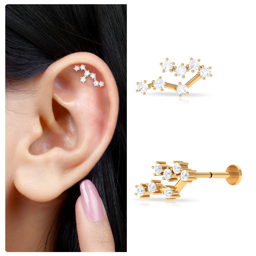 Diamond Leo Constellation Crawler Earring for Helix Piercing