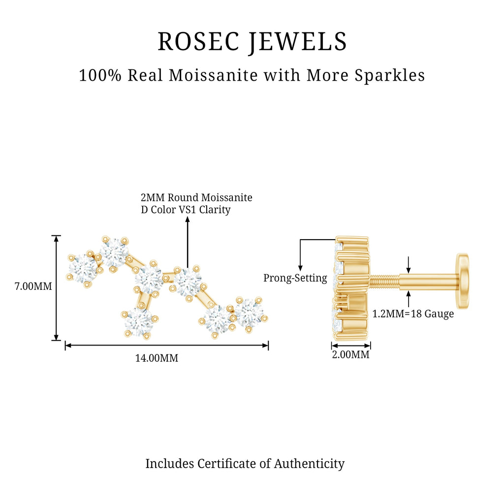 Diamond Leo Constellation Crawler Earring for Helix Piercing