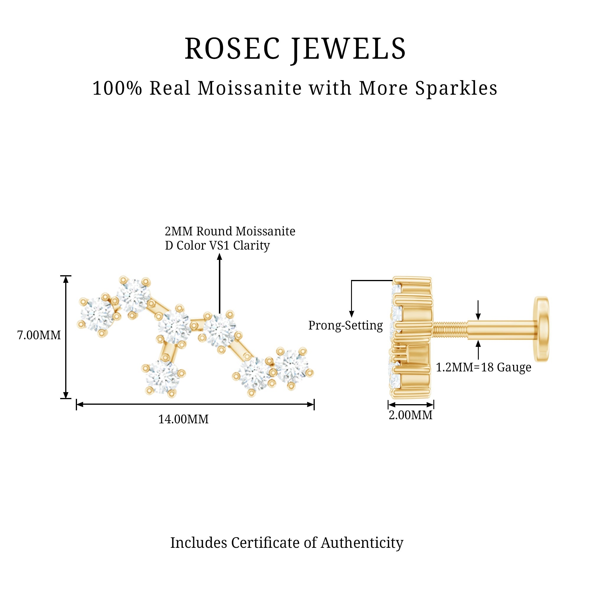Diamond Leo Constellation Crawler Earring for Helix Piercing