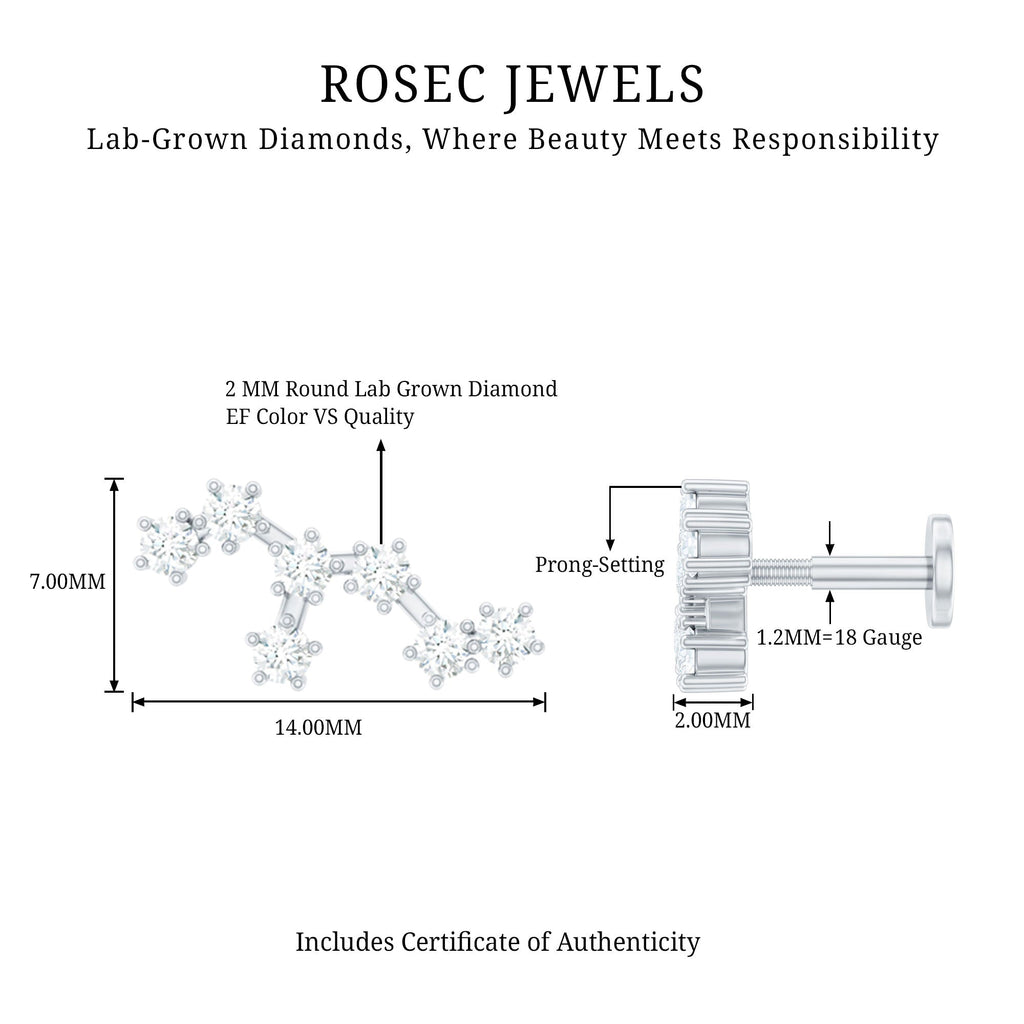 Diamond Leo Constellation Crawler Earring for Helix Piercing