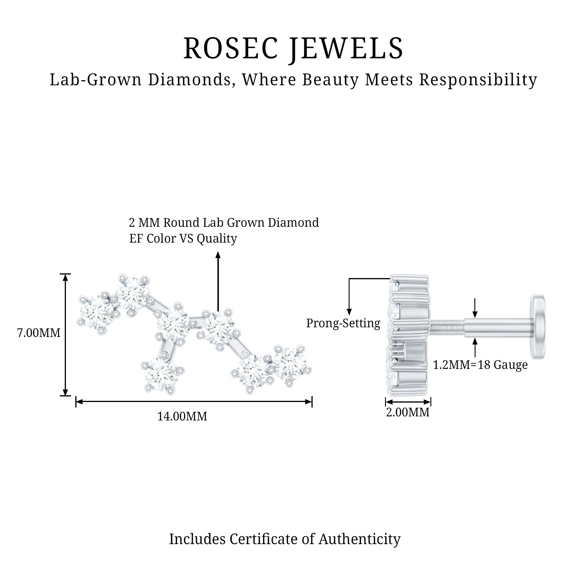 Diamond Leo Constellation Crawler Earring for Helix Piercing