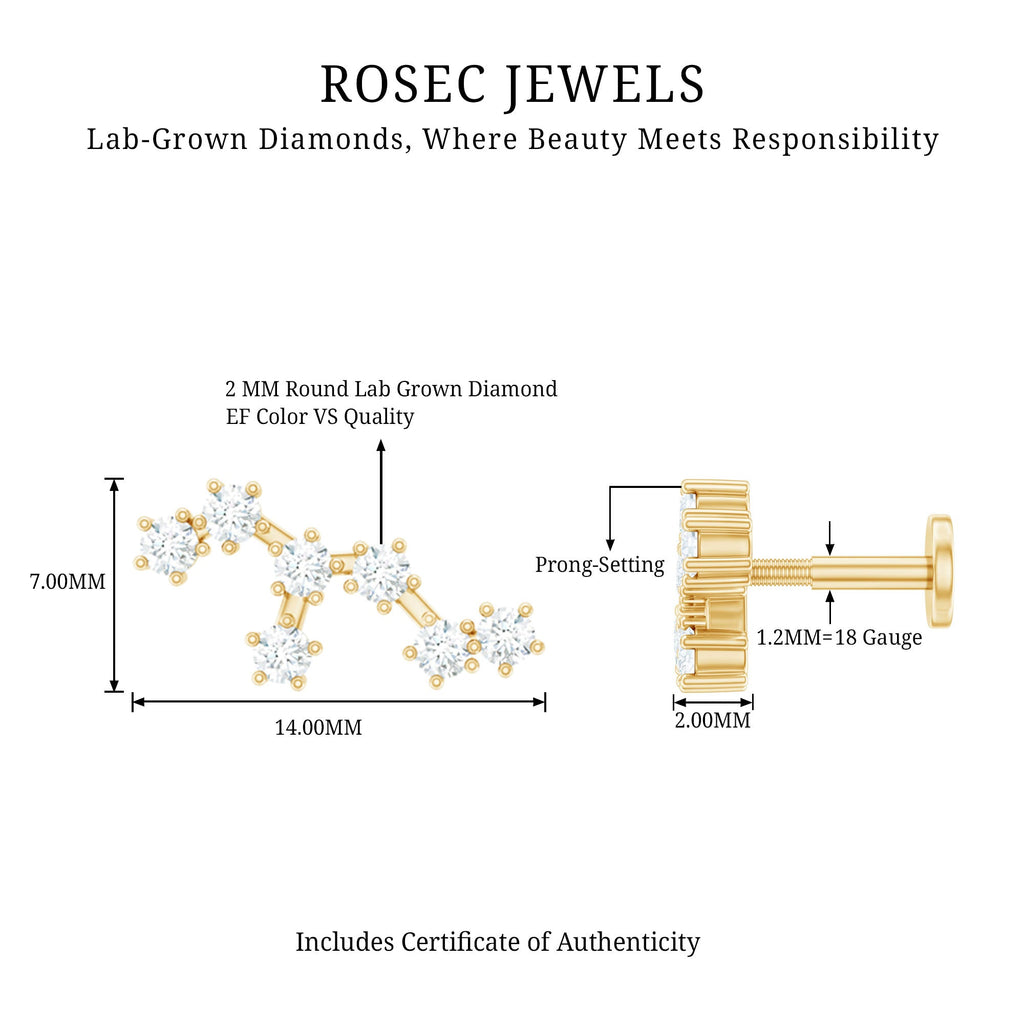 Diamond Leo Constellation Crawler Earring for Helix Piercing