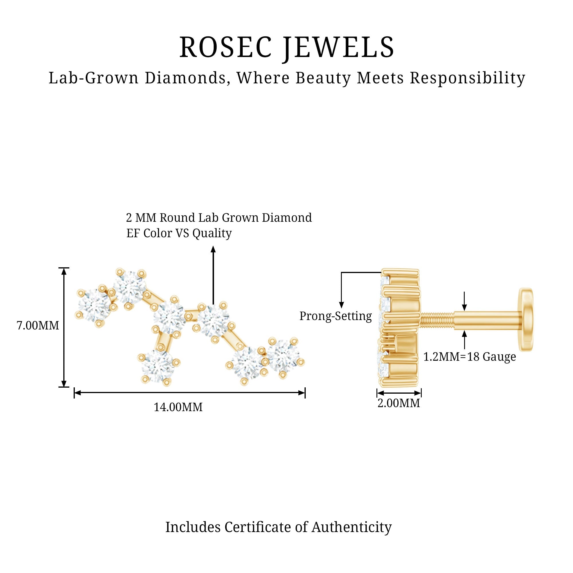 Diamond Leo Constellation Crawler Earring for Helix Piercing