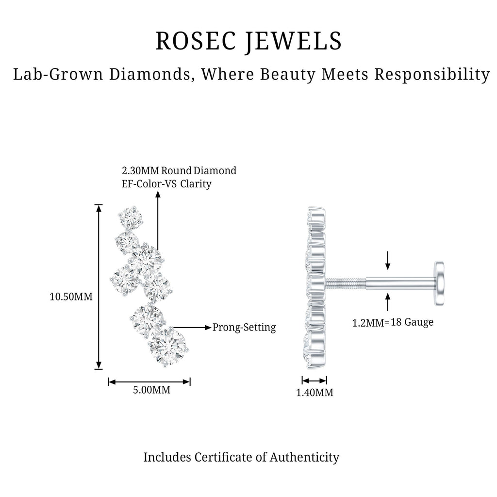 Simple Diamond Helix Piercing Earring with Flat Back