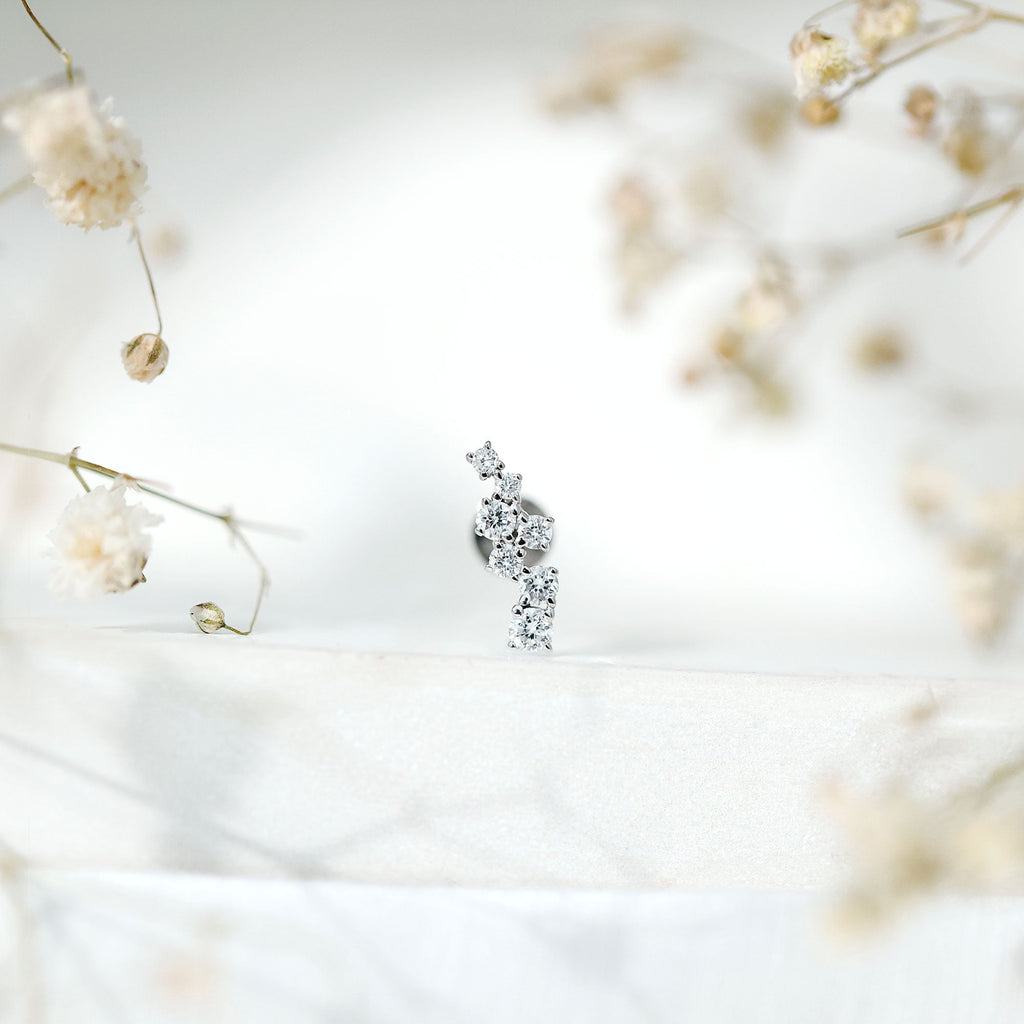 Simple Diamond Helix Piercing Earring with Flat Back