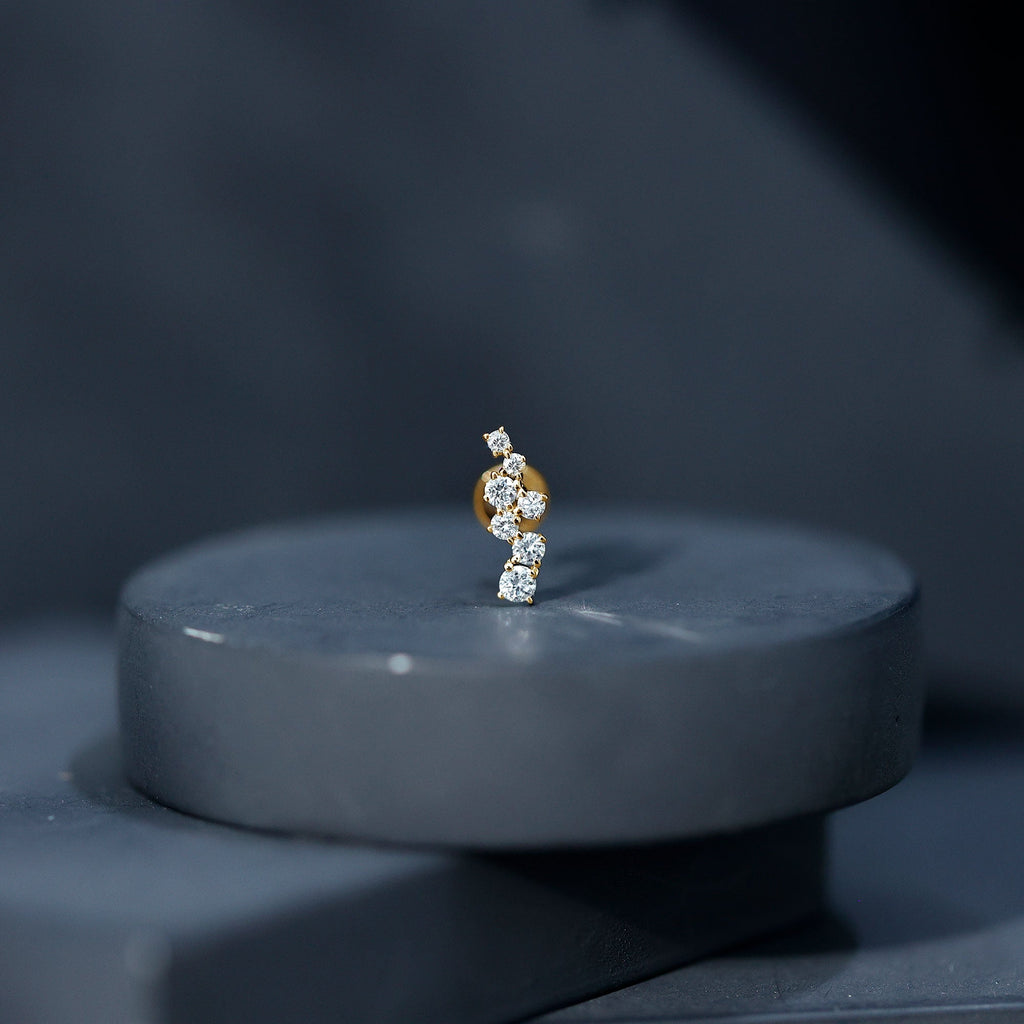 Simple Diamond Helix Piercing Earring with Flat Back