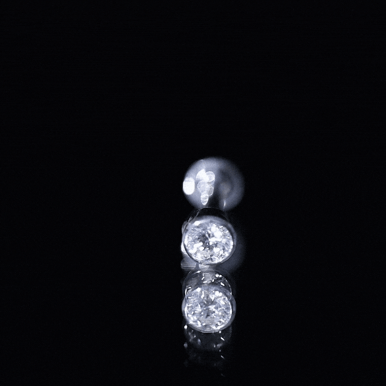 Bezel Set Diamond Cartilage Earring with Flat Back