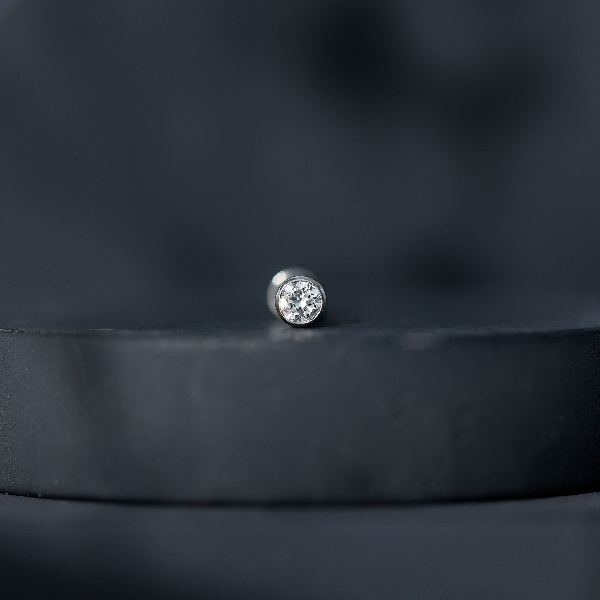 Bezel Set Diamond Cartilage Earring with Flat Back