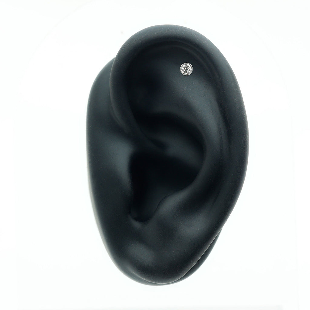 Bezel Set Diamond Cartilage Earring with Flat Back