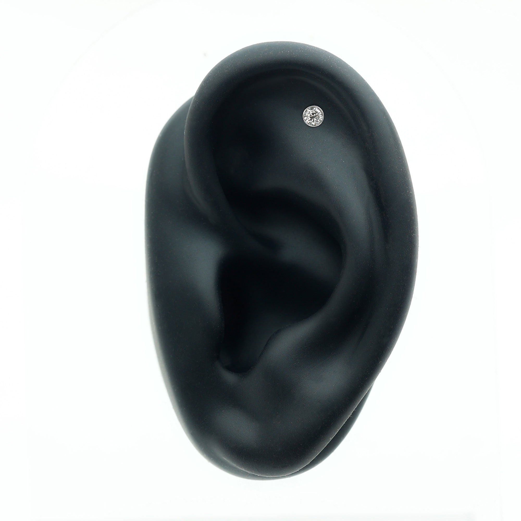 Bezel Set Diamond Cartilage Earring with Flat Back