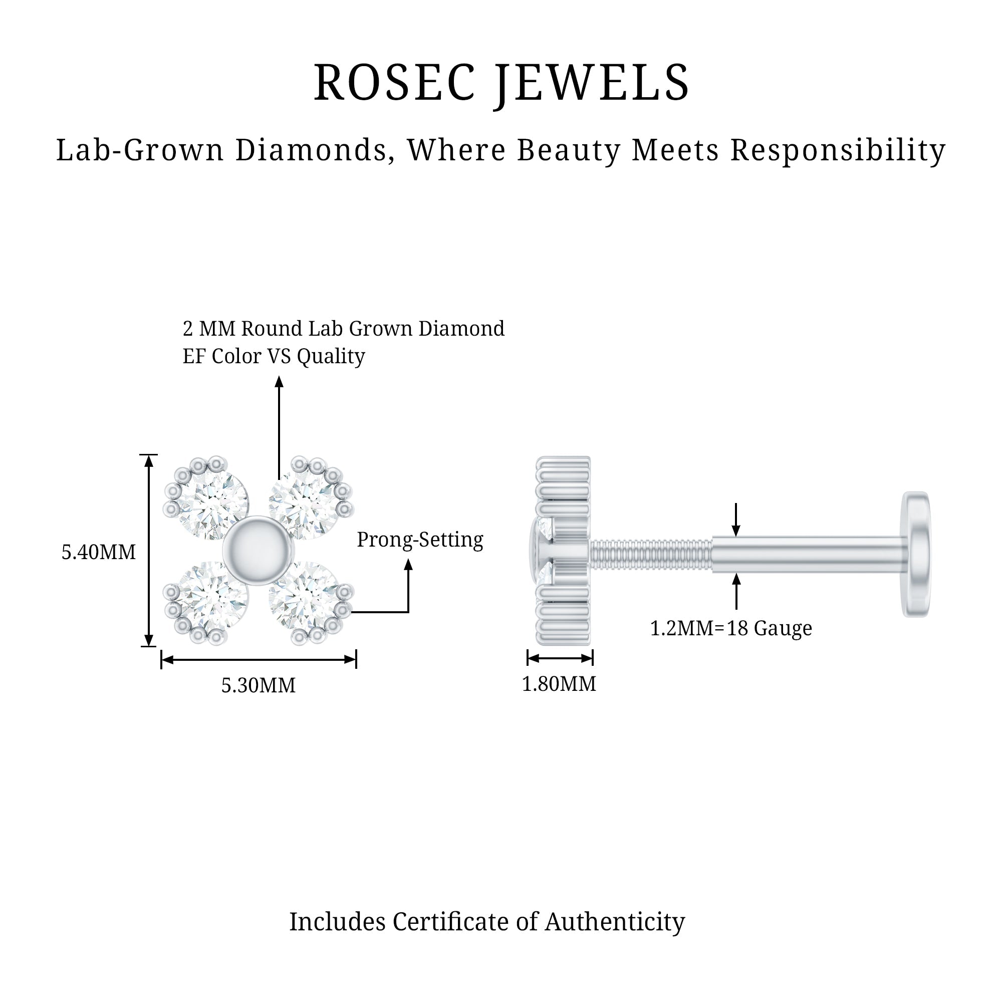 Round Diamond Minimal Helix Earring
